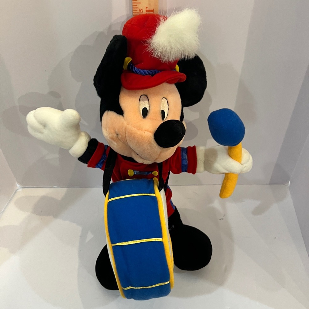 Disney Mickey Mouse Marching Band Leader Plush Drummer Red Blue Uniform 15 inch